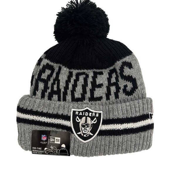 New Era On Field NFL Las Vegas Raiders Removeable Pom Beanie Football Athleisure - Picture 1 of 8